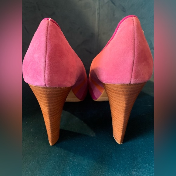 Calvin Klein Gabbey suede pink orange platform heels✨6.5 m - Picture 4 of 12